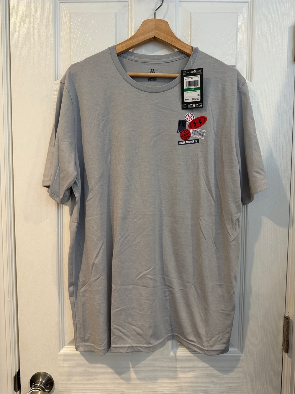 NWT Under Armour Men’s Light Gray Logo Short-Sleeve T-Shirt